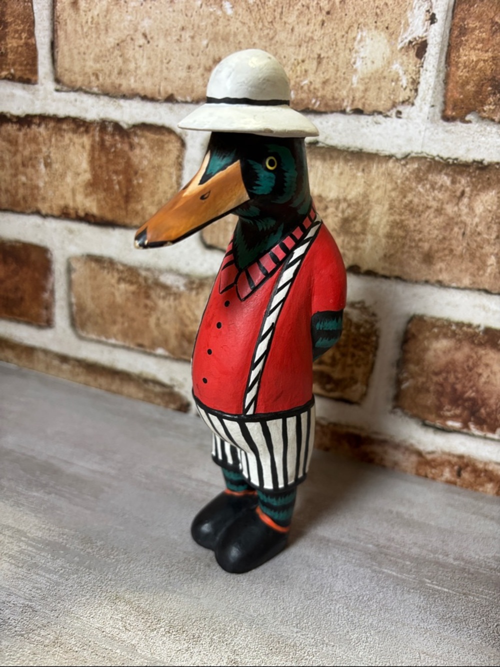 Duck Man Hand-Painted Decorative Bird Figurine in Red, Green & White #103 - Picture 3 of 10